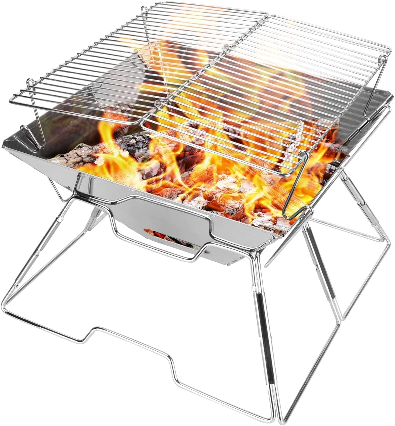 folding campfire grill with legs