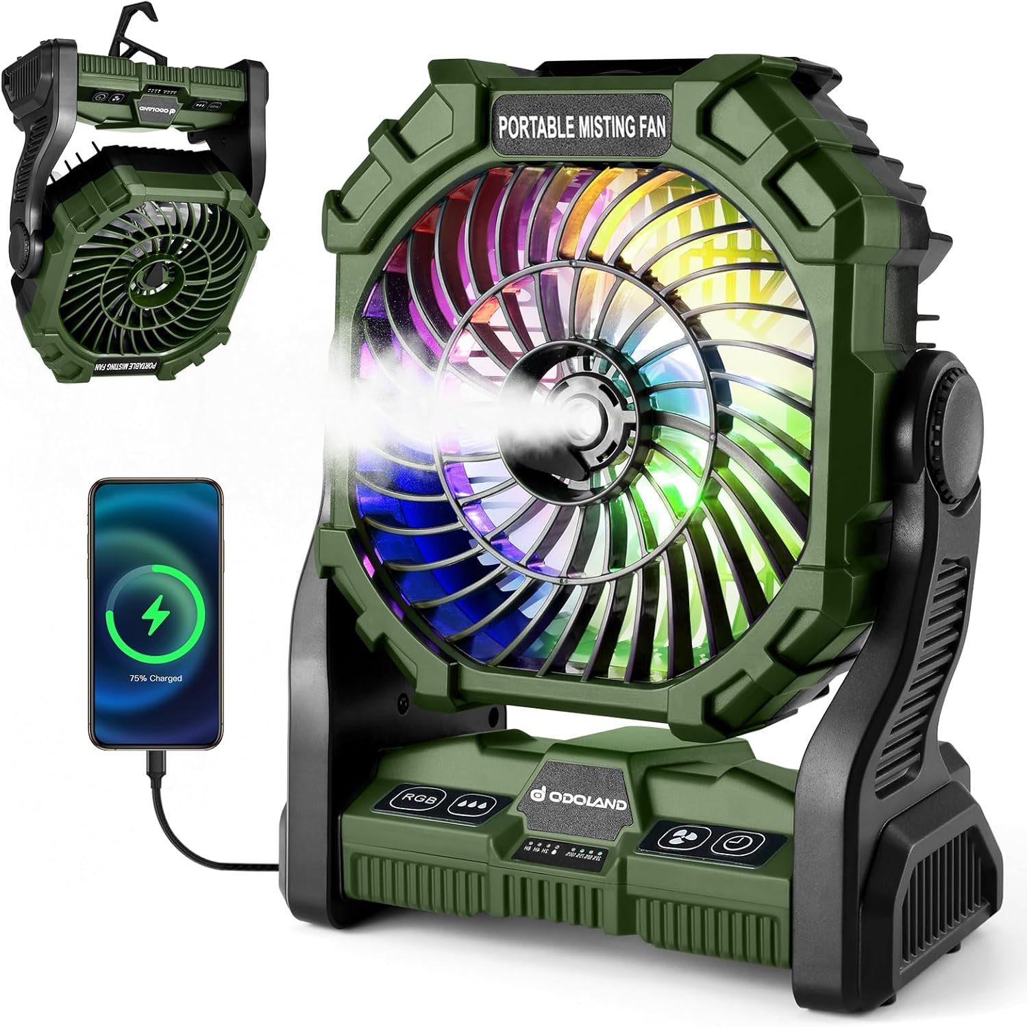Odoland camping fan with LED lantern